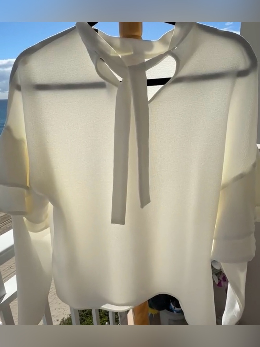 SUNDAY IN BROOKLYN Elegant White Ruffle Sleeve Blouse